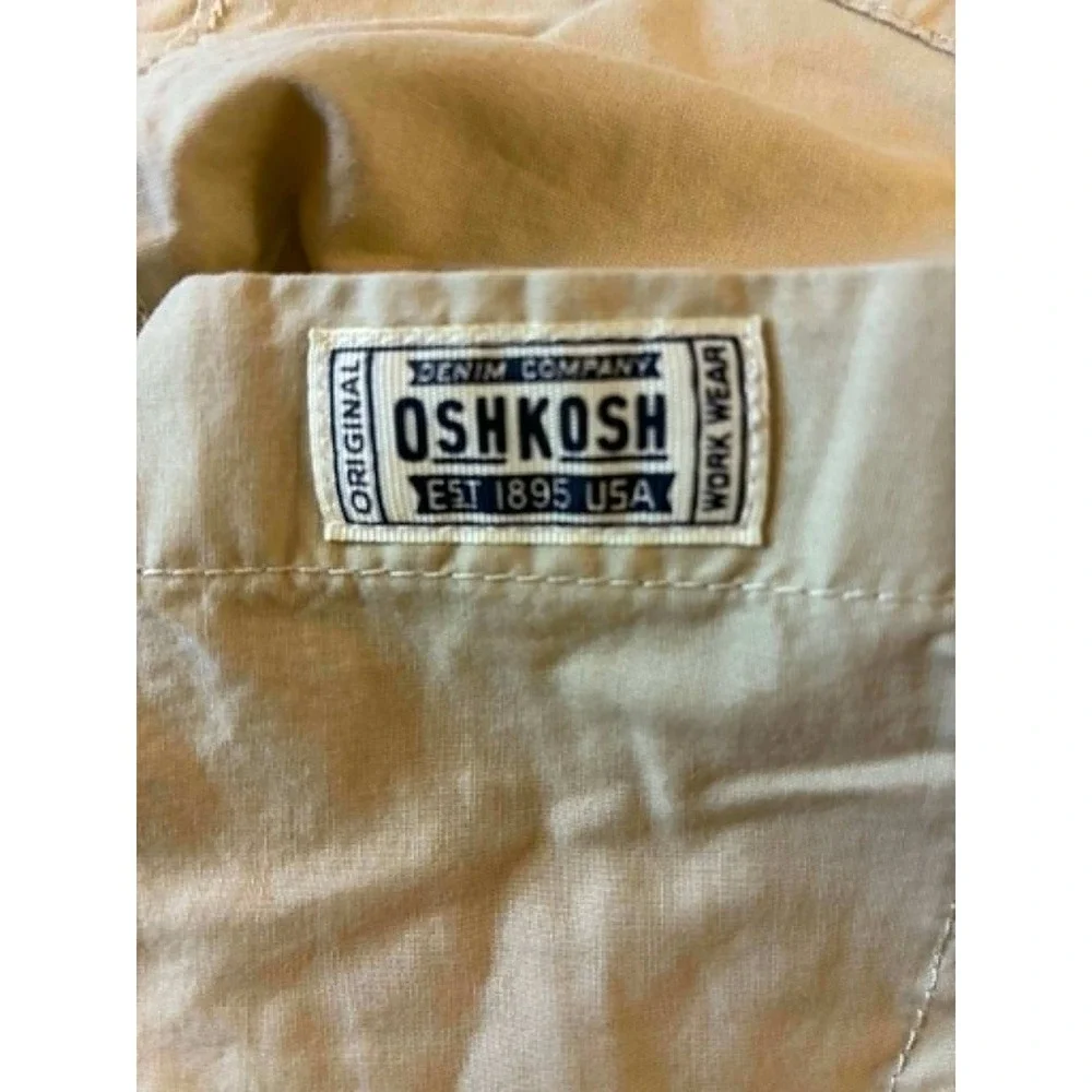 OshKosh Button Down Shirt Boys 4 Khaki Tan NWT Short Sleeve Workwear 3K312310